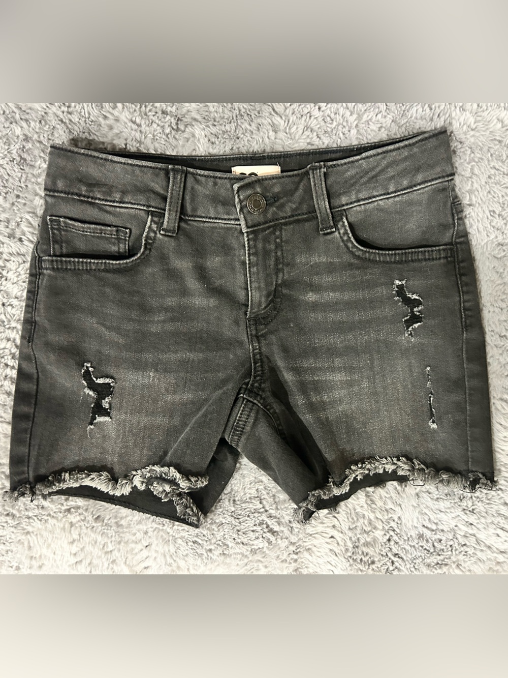 Girl’s Size 12 Distressed Black Denim Cutoff Shorts